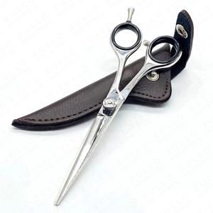 Ciseaux de barbier professionnels personnalisés de 6,5 pouces en acier inoxydable, ciseaux à cheveux avec manche de couleur personnalisée et étui en cuir PU - Product Image 5