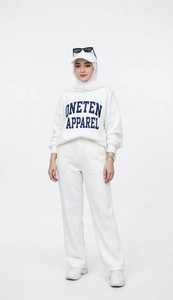 Conjunto Deportivo Casual para Mujer, Sudadera con Capucha Blanca y Pantalones Deportivos, Manga Larga - Product Image 4