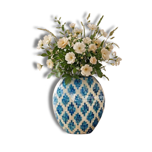 Mother of Pearl Decor Set, Artisanal Inlay <b>Vase</b> & Bowl Collection, Mosaic Shell Decor for Home Office Living Room - Product Image 1