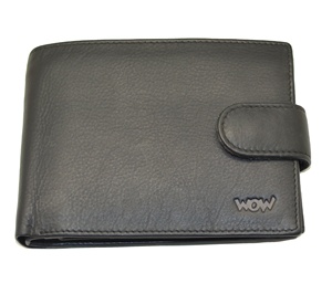 Cartera Triple de Cuero Genuino para Hombre WOW, con Bloqueo RFID, Diseño Minimalista, Cierre Plegable Negro, para Uso Diario - Product Image 6