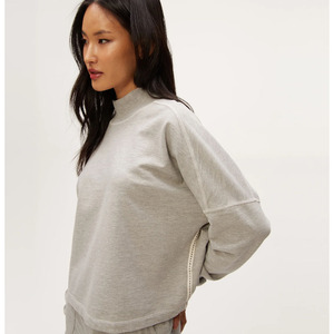 Women <b>Mock</b> <b>Neck</b> Full Sleeve <b>Top</b> Slim Fit Stretch Casual Wear Autumn Winter T-Shirt - Product Image 2