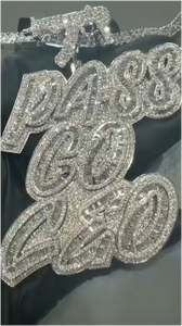 CONCEPTION Nouveau Collier Designer avec Plaque Nominative, Pendentif Bling HIPHOP Ice Out, Moissanite Baguette, Personnalisé, Collier Ras du Cou avec Initiale - Product Image 3