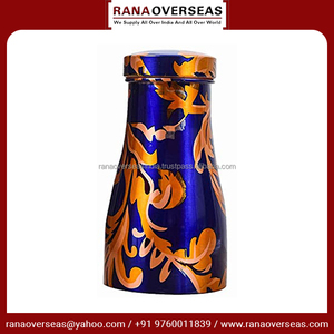 Enamel Printed Wholesale Drinkware Pure Copper Bedside <b>Water</b> Carafe With Inbuilt <b>Glass</b> for Ayurveda Health Benefits - Product Image 3