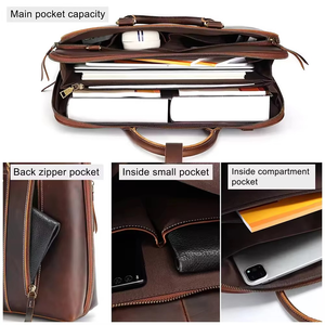 Sacoche d'ordinateur portable vintage en cuir véritable du fabricant, sac messager à bandoulière personnalisé pour homme en cuir de vache véritable - Product Image 5