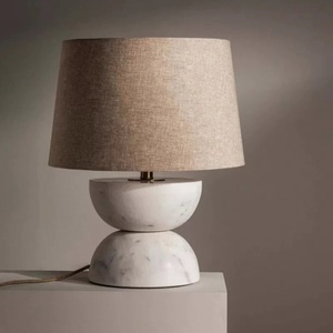 Refined <b>Marble</b> Decorative Lamp With Elegant Double Curve Profile Neutral Fabric Shade And High End Modern Beauty - Product Image 2