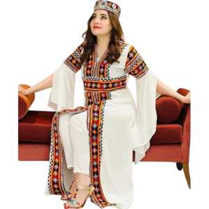 Magnifique ensemble ethnique vintage en mousseline à manches longues avec broderie miroir et broderie fine, offrant des robes de soirée élégantes - Product Image 1