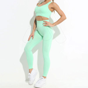 Conjunto de Yoga para Mujer, Diseño Personalizado, Color Sólido, Precio al por Mayor, Secado Rápido, Transpirable, Mejor Material, Conjunto de 2 Piezas - Product Image 2