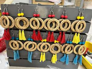 Pendientes Colgantes de Ratán Tejido a Mano, Tendencia 2026 |   Pendientes de Lágrima Geométricos Bohemios para Mujer - Product Image 3