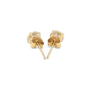 Pendientes de Oro Amarillo de 14k con Anillos de Circonia Cúbica Facetada de 5mm en Tono Blanco - Product Image 3