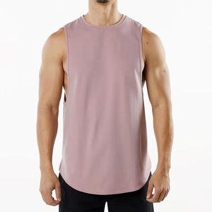 Débardeur en tricot uni à col rond pour homme, vêtement décontracté rose - Product Image 1