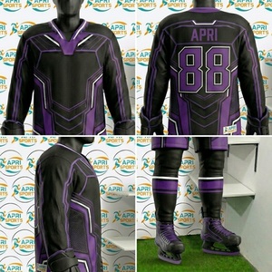 Uniformes de hockey sobre hielo sublimados personalizados al por mayor para hombres adultos, tallas grandes, conjuntos de uniformes de equipo con impresión, de secado rápido y transpirables - Product Image 4