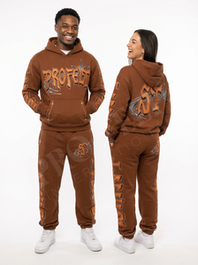 Survêtements 100 % coton épais imprimés en relief avec lettres personnalisées et détails étoilés, style streetwear décontracté, respirants pour l'hiver - Product Image 2