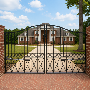 Custom Wrought Iron Main Gate for Luxury Villa, Decorative Driveway Entrance Gate with Heavy Duty Steel and Powder Coated Finish - Product Image 1