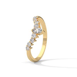 Anillo de media eternidad de oro con diamantes cultivados en laboratorio, elegante regalo de joyería fina para aniversario de bodas, estilo de lujo para uso diario. - Product Image 2