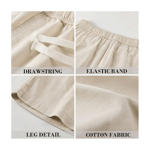Shorts cargo pour homme, couleur unie, taille mi-haute, cordon de serrage, style bermuda, pantalon décontracté, poches, matière polyester, design respirant - Product Image 4