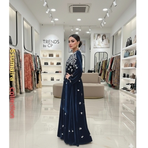 Kaftán de Terciopelo Bordado de Lujo, Colores Personalizados Disponibles, Abaya Bordada a Mano, Vestido de Noche Modesto al por Mayor - Product Image 2