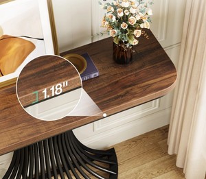 Console moderne en bois de noyer avec base en métal noir pour l'entrée ou le salon - Product Image 5