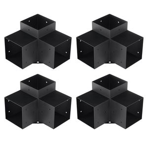 Kit Staffe per Pergola 6x6, 4 Pezzi, Staffa Angolare a 3 Vie per Carichi Pesanti, Base per Palo Fai-da-te per Lavori in Legno, Facile Installazione - Product Image 1