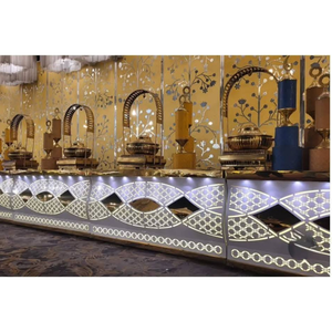 Comptoir de buffet de mariage moderne avec structure en acier inoxydable et éclairage LED décoratif - Product Image 1