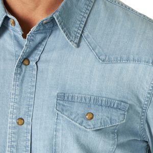 Camisa de Vestir Casual para Hombre, Personalizada de Fábrica, OEM, con Botones, Manga Larga, Estilo Denim, Antiarrugas, de Secado Rápido, Mega - Product Image 6