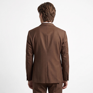 Blazer Deportivo Marrón Castaño para Hombre, Solapa con Muescas, Dos Botones, Tejido Twill, Bolsillos con Solapa, Borde con Costuras, Chaqueta para Citas Nocturnas - Product Image 3