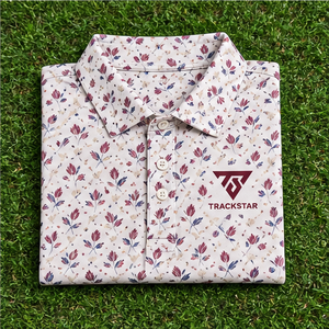 Trackstar Men's White Burgundy <b>Blue</b> Floral Print <b>Polo</b> <b>Shirt</b> Short Sleeve Button Collar Golf <b>Shirt</b> Custom Logo - Product Image 6