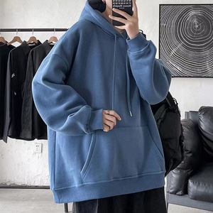 Pull d'hiver tendance pour homme, couleur unie, 100% polyester, sweat à capuche avec doublure, style manteau pour garçons - Product Image 6
