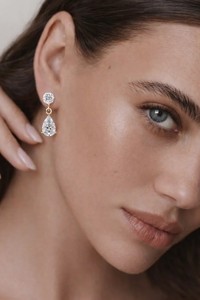 Classic Luxury Round Cut Diamond Drop Stud <b>Earrings</b> with Screw <b>Back</b> 18K Gold IGI Certified Double Diamond Fine Jewelry - Product Image 4