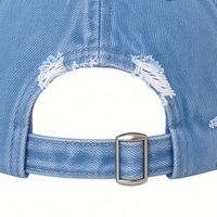Casquette de baseball décontractée vintage pour femme, en jean bleu clair déchiré, avec logo brodé ZPhiB, sangle réglable et visière incurvée