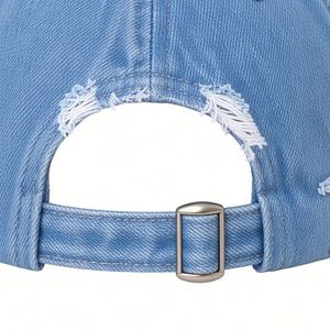 <b>Women</b> Light Blue Distressed Denim Dad <b>Hat</b> ZPhiB Embroidery Logo Adjustable Strap Curved Brim Casual Vintage <b>Baseball</b> Cap Style - Product Image 5