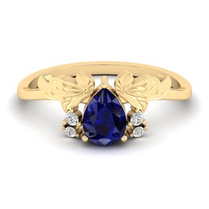 Anillos REYES de Lujo en Plata de Ley 925 con Zafiro Azul Corte Pera de 0.75Ct para Mujer, Joyería Elegante con Moissanita - Product Image 1