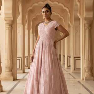 Vestido de Diseñador Color Rosa Polvoriento |   Vestido de Noche de Alta Calidad con Cuello en V y Mangas Cortas Elegantes para Bodas y Fiestas de Graduación - Product Image 3