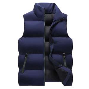 Chaleco acolchado para mujer al por mayor, chaqueta de invierno sin mangas, abrigo con cremallera, relleno de algodón, chaleco corto acolchado azul para mujer - Product Image 1