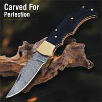Couteau de poche pliant en acier Damas, manche en corne de taureau, outil tactique de survie, camping et chasse - Vente flash