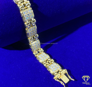 Fine High Quality Jewelry Iced Out Moissanite Diamond Gold Plated 925 Silver Micro Paving Tennis Chain Bracelets for <b>Men</b> - Product Image 2