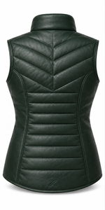 <b>Women's</b> Puffer, Quilted Insulated Leather Vests | Grey Black Burgundy Brown Green | OEM ODM Manufacturer | Premium Quality | - Product Image 2