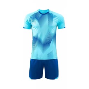 Conjunto de Camiseta de Fútbol Geométrica Azul para Hombre, Manga Corta, Poliéster que Absorbe la Humedad, Uniforme Deportivo para Todas las Temporadas - Product Image 3
