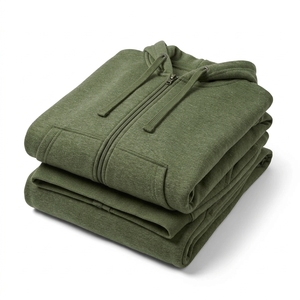 Ensemble de survêtement deux pièces personnalisé pour homme, avec capuche, tons terreux, veste et pantalon, vente en gros, fabricant sur mesure - Product Image 3