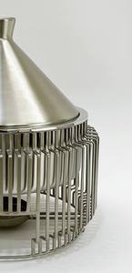 Tajín árabe de lujo redondo con tapa cónica negra mate, soporte vertical tipo jaula, para buffet de Ramadán, unidad individual - Product Image 3