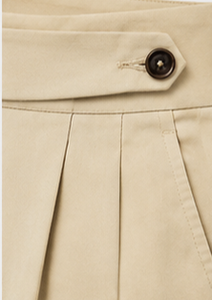 <b>Men's</b> Beige High Waist Pleated Bermuda <b>Shorts</b> Cotton Oxford Casual Style Button Fly - Product Image 2