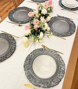 Plato Base Decorativo Plateado Martillado para Mesas de Banquete y Hotel - Product Image 3