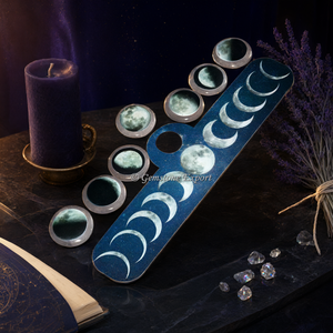 Ensemble de sept chakras en quartz cristal avec gravure des phases lunaires - Sculpture d'ange en pierre de luxe pour la décoration intérieure et les souvenirs - Product Image 3