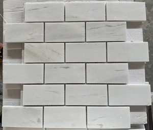 Mosaïque de marbre blanc laiteux à motif chevrons, polie, épaisseur 8 mm, moderne, pour murs intérieurs, salle de bain, résistante à l'eau, écologique - Product Image 4