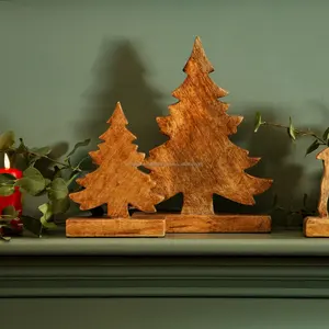 Décoration de Noël en forme d'arbre en bois faite à la main, décor de table parfait pour les célébrations de vacances, affichage festif pour la maison et le bureau - Product Image 2