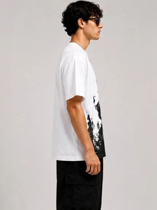 Camiseta Extra Grande para Hombre, Manga Corta, Cuello Redondo, Diseño Gráfico Pintado a Mano, Estilo Urbano, Algodón Jersey Transpirable con Estampado Frontal - Product Image 2
