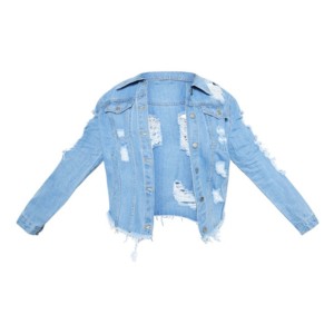 <b>Top</b> Selling Heavy Weight Warm Thick Material Women's Ripped Jeans Jacket Women's <b>Distressed</b> Jacket - Product Image 1