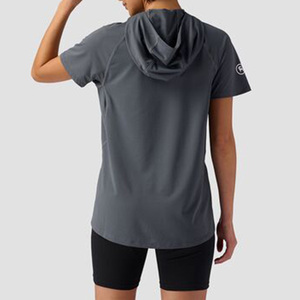 <b>Women's</b> Gray Short Sleeve T-<b>Shirt</b> Crew Neck Logo Quick Dry Regular Fit Sporty Nonwoven 100% Organic Cotton Summer Eco-Friendly - Product Image 3