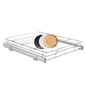 Organisateur de rangement coulissant en acier robuste 21,5" L x 21" P x 3,5" H avec tiroirs à roulettes pour armoire et étagères de garde-manger pour la cuisine - Product Image 6