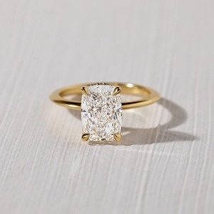 Luxury 3.15 CT Lab Grown Diamond VS+ Clarity IGI Certified Minimalist Engagement <b>Ring</b> 14K Yellow Gold Knife Edge Band - Product Image 2