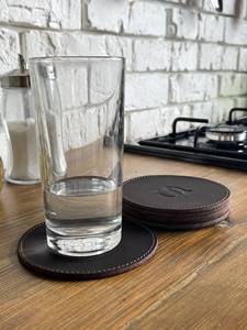 Custom Genuine Leather <b>Coasters</b> Corporate Gift Set Debossed Logo Premium Desk Mat Promotion Giveaways Bulk Pack LC-0030 - Product Image 6